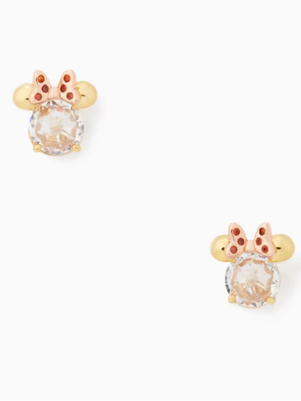 kate spade Gold and Clear Crystal Minnie Mouse Stud Earrings
